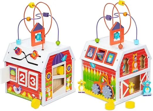 Melissa & Doug First Play Slide, Sort & Roll Wooden Activity Barn