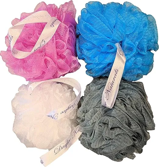 Large Eco Mesh Bath Pouf Sponge 4Piece Variety Pack