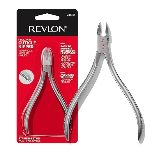 Revlon Full Jaw Cuticle Trimmer, Cuticle Tool, Made With Stainless Steel and High Precision Blade, Easy to Squeeze Spring, 1 count