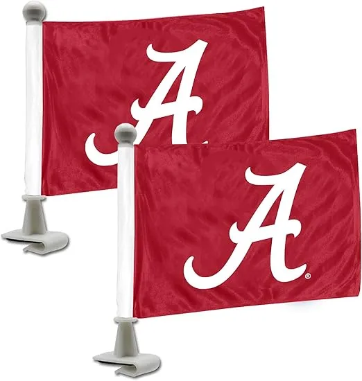 FANMATS 61892 Alabama Crimson Tide Ambassador Car Flags - 2 Pack Mini Auto Flags, 4in X 6in, Perfect for Hood or Trunk