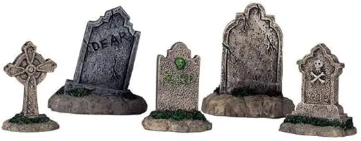 Lemax Halloween Spooky Town Set of 5 Tombstones #44145