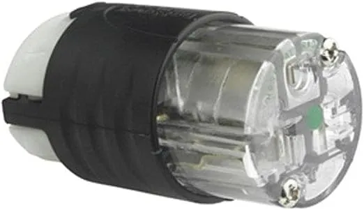 Legrand Pass & Seymour PS5369XHG 20 Amp 125V Straight Blade Extra Hard Use Specification Grade Connector, NEMA 5-20R, Black/Clear (1 Count)