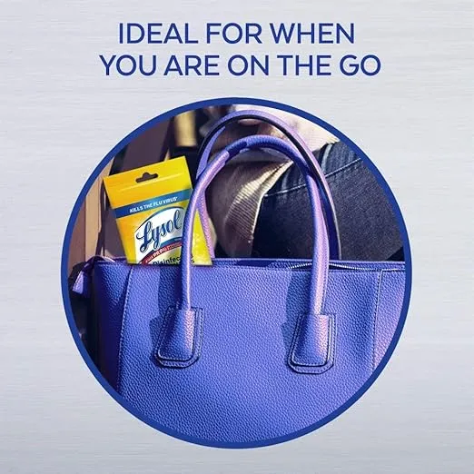 Lysol Disinfecting Wipes To-Go Pack, Lemon Scent, 15 Count (Pack of 3)