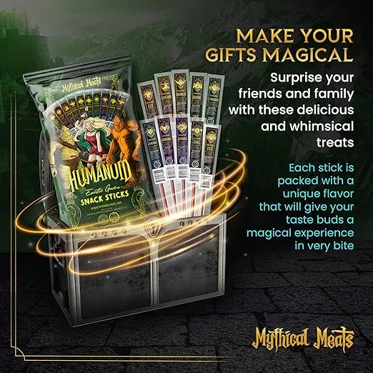 Mythical Meats Humanoid Exotic Game & Beef Sticks - Individually Wrapped Beef Jerky Sticks - Keto Friendly High Protein Meat Snack for Adults and Kids - Variety Pack of 10 Meat Sticks
