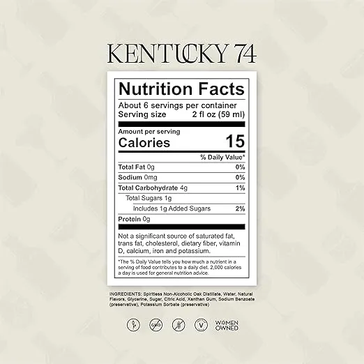 SPIRITLESS Kentucky 74 Non-Alcoholic Bourbon Whiskey Spirit, Distilled Ingredient for Cocktails, Made in Kentucky with Real American Oak, 700ml Bottle
