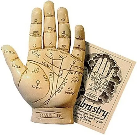 Palmistry Hand Model Resin Sculpture Fortune Telling Palm Reading with Booklet