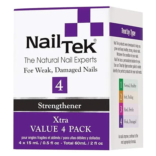Nail Tek Xtra 4, Nail Strengthener for Weak and Damaged Nails, 0.5 oz, Value 4-Pack