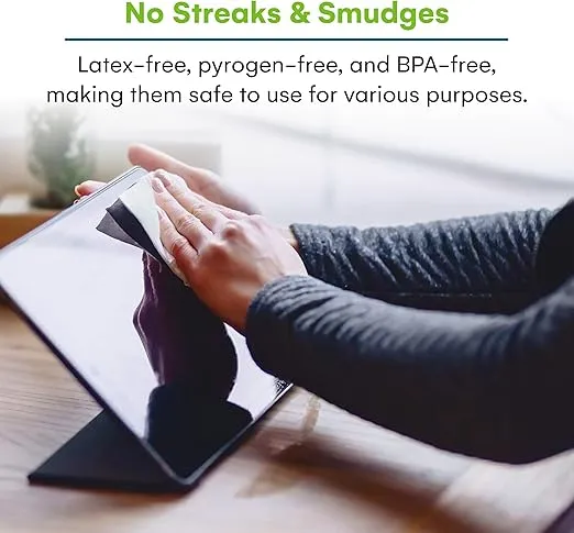 Care Touch Lens Wipes for Eyeglasses - 210 Individually Wrapped Pre-Moistened Wipes, 5x6 Inches - Cleaner for Glasses, Sunglasses, and Screens - Gentle and Portable for On-the-Go Cleaning of Devices