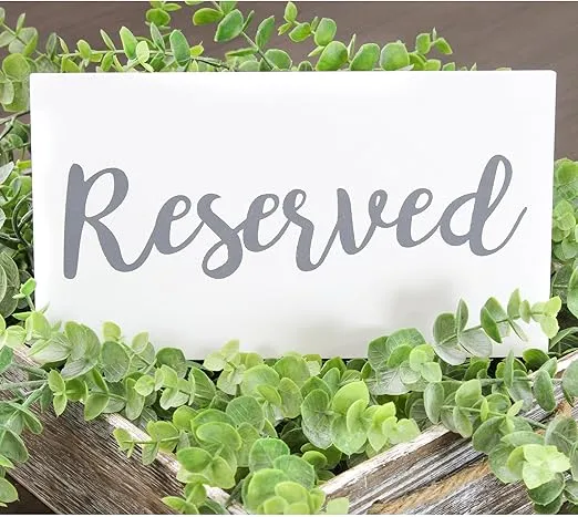 Darware Hanging Wooden Reserved Signs (6-Pack, White); Rustic Style Wood Signs for Weddings, Special Events, and Functions
