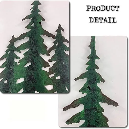 J-Fly Pine Decoration Pine Metal Wall Art Outdoor Metal Wall Art Tree Wall Art Christmas Home Metal Art For Living Room Bedroom Bathroom Kitchen Porch Christmas Wall Decor 11 Inch