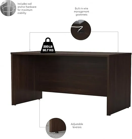 Bush Business Furniture Studio C Office Desk, 60W x 30D, Black Walnut