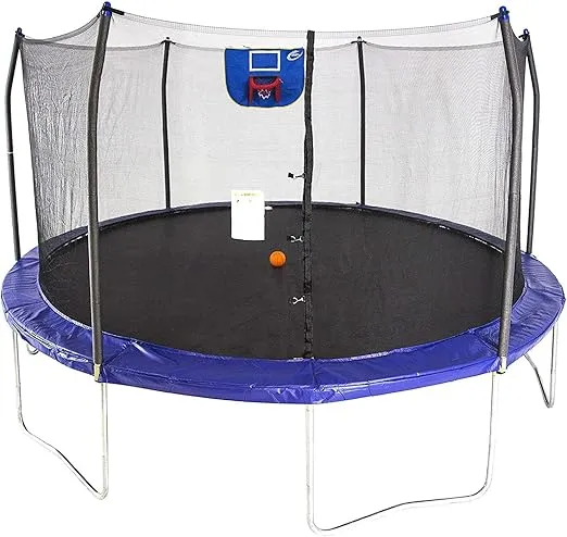 Skywalker Trampolines 15-Feet Jump N' Dunk Trampoline with Safety Enclosure and Basketball Hoop