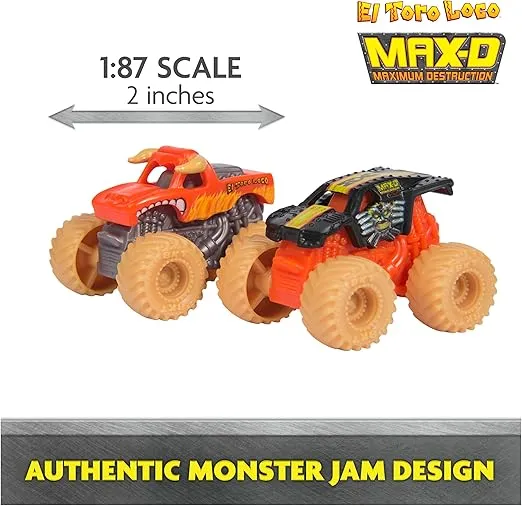 Monster Jam Mini, El Toro Loco Venom Velocity Scorpion Playset, 2 Exclusive Die-Cast El Toro Loco and Max-D Monster Truck, Kids Toys for Boys Ages 3+