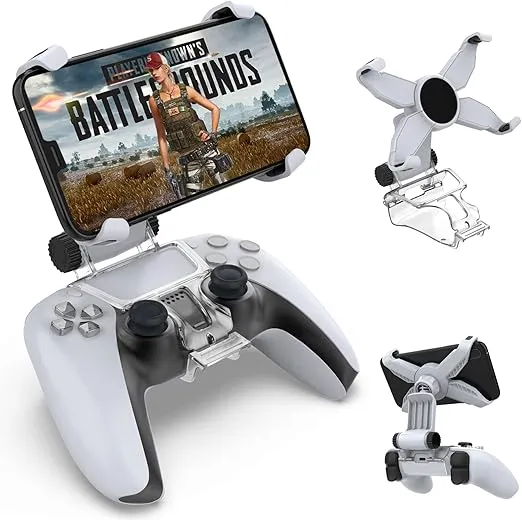 Dobe PS5 Controller Phone Mount, Mobile Phone Holder Clamp for PlayStation 5 Dualsense Controller Remote Play, Adjustable PS5 Phone Controller Gaming Clip
