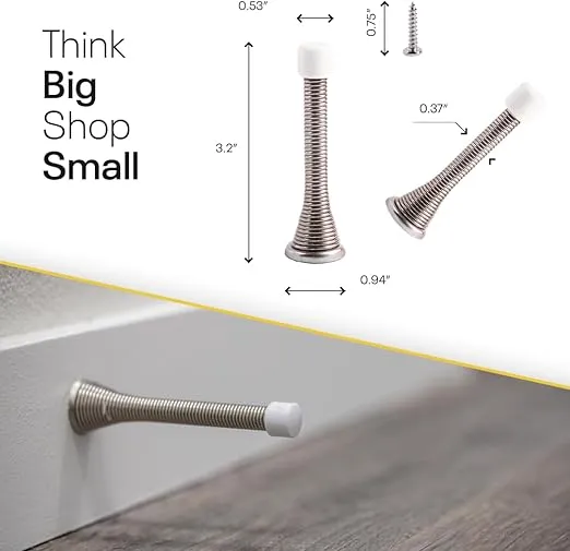 Door Stoppers for Wall – Spring Door Stopper – Door Stoppers – 3-1/4" – Door Stop – Pack of 4 – Door Stoppers for Bottom of Door – Doorstop – Door Spring – Door Stops for Wall – Home, Offices, Schools