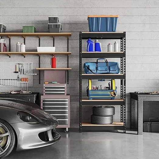 Yaheetech Storage Shelves 5 Tier Garage Shelving Heavy Duty Garage Shelves Adjustable Metal Shelving Unit Utility Rack Industrial Shelving for Warehouse Pantry Closet, 27.5"W x 12"D x 60"H, Black