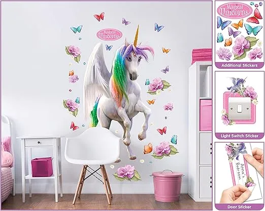 WT45996 Magical Unicorn Large Character Sticker, Multicolor