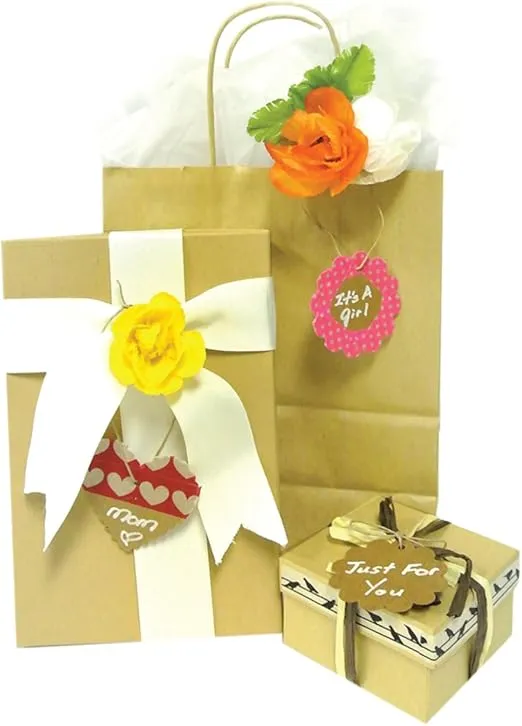 Wrapables 100 Gift Tags/Kraft Hang Tags with Free Cut String for Gifts Crafts and Price Tags, Brown