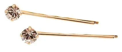 L. Erickson Little Gem Bobby Pin Pair - Crystal/Gold