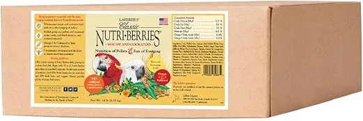 LAFEBER'S Classic Nutri-Berries Pet Bird Food, Made with Non-GMO and Human-Grade Ingredients, for Macaws and Cockatoos, 14 lb