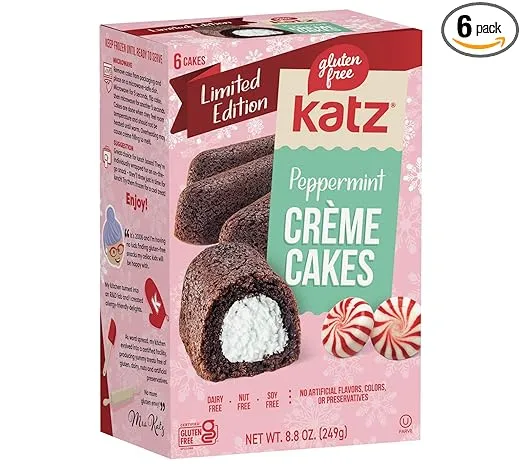 Katz Gluten Free Peppermint Crème Cakes | Dairy Free, Nut Free, Soy Free, Gluten Free | Kosher (6 Packs of 6 Crème Cakes, 8.8 Ounce Each)