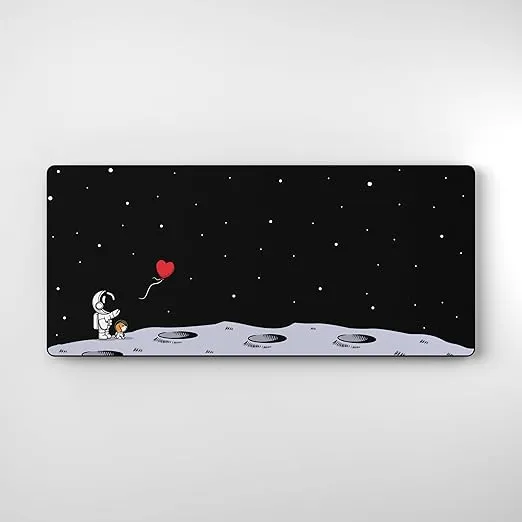 with Love Gaming Mouse Pad, Large Desk Pad for Keyboard and Mouse, Non-Slip Gaming Desk Mat with Foam Core, Anti-Fray Lock Stitching and Low Friction Cloth Surface (35.4”x15.8”) (Dog)