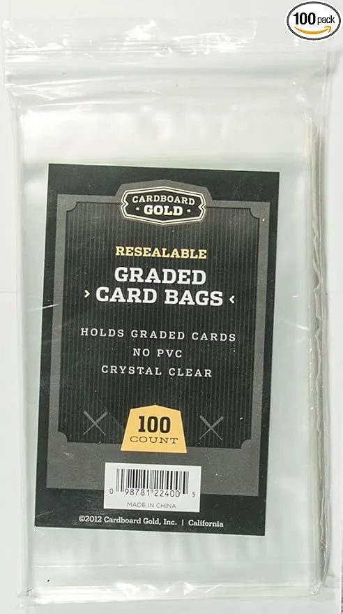 (1pk of 100) Cardboard Gold CBG Graded Card Pro Sleeves Next Generation Archival Protection PRO Sleeves Keeps Graded Sports and Gaming Cards Ultra Protected