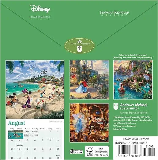Disney Dreams Collection by Thomas Kinkade Studios: 2025 Mini Wall Calendar