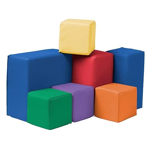 ECR4Kids SoftZone Toddler Foam Building Blocks, Foam Playset, Assorted, 7-Piece