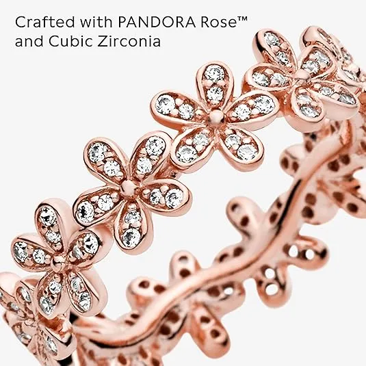 PANDORA Dazzling Daisy Ring, PANDORA Rose, Clear Cubic Zirconia, Size 7.5