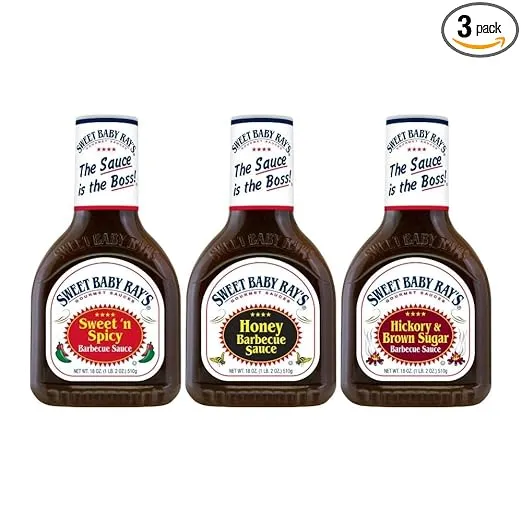 Sweet Baby Ray's Variety BBQ Sauce Set - Honey, Hickory, and Sweet 'n Spicy - 18 Oz Bottles, Pack of 3 for Flavorful Grilling and Culinary Adventures Galore (Variety Pack)