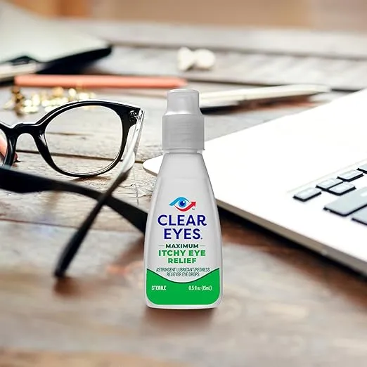 Clear Eyes Maximum Itchy Eye Relief Eye Drops, 0.5 Fl Oz (Pack of 3)