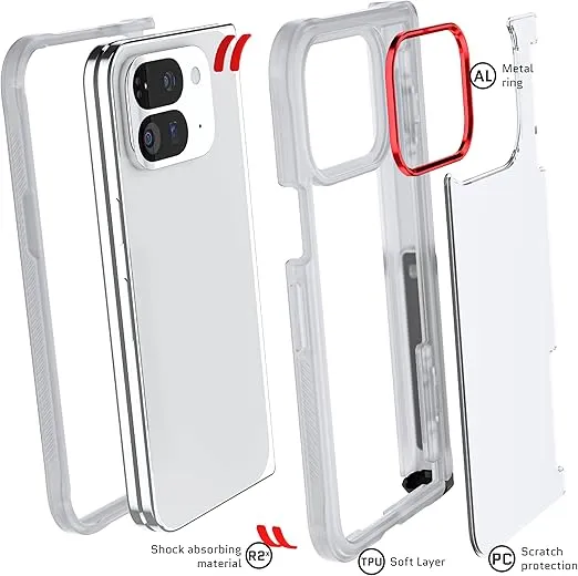 Ghostek Covert Clear Pixel 9 Pro Fold Case with Built-in Kickstand and Full Hinge Protection Shockproof Protective Phone Cover Designed for 2024 Google Pixel 9 Pro Fold (8") (Clear)
