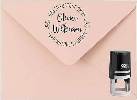 Custom Address Stamp, Self-Inking Round Monogram Address Stamp, Personalized Address Stamp