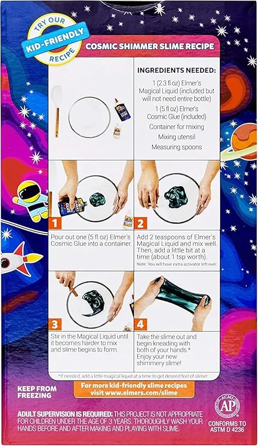 Elmer's Cosmic Shimmer Slime Kit, Contains Elmer's Cosmic Liquid Glue and Elmer's Magical Liquid Slime Activator, 4 Count