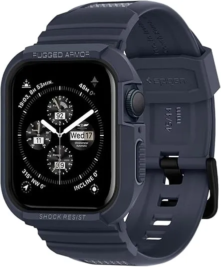 Spigen Rugged Armor Pro Designed for Apple Watch Case with Band Series 9/8/SE2/7/6/SE/5/4 45mm/44mm
