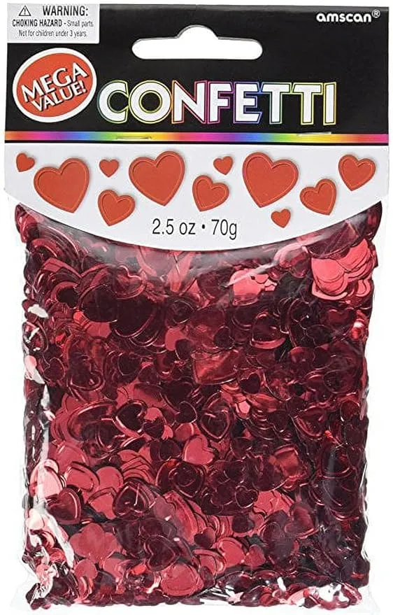 Dazzling Red Hearts Confetti - 2.5 oz. (1 Pack) ? Romantic Party Decor for Weddings, Bridal Showers, and More