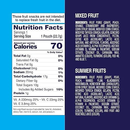 Welch's Fruit Snacks, Mixed Fruit & Summer Fruits Variety Pack, Perfect Stocking Stuffer, Bulk Pack, Gluten Free, Individual Single Serve Bags, 0.8 oz (Pack of 60)