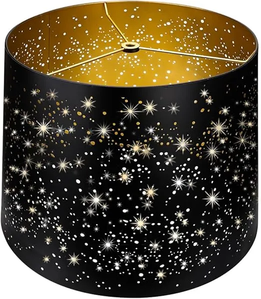 Metal Etching Process Large Lamp Shades, Alucset Drum Big Lampshades for Table Lamp and Floor Light, Sky Stars Design, 12x14x10 inch, Spider