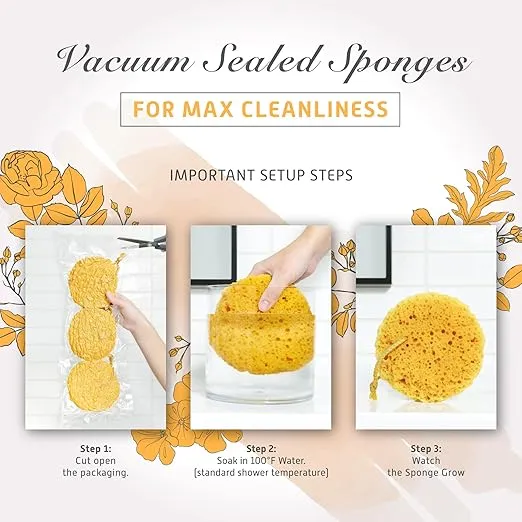 Spongentle Deep Cleansing Body Loofah Sponge, Natural Colors, for Bath and Shower, Multiple Textures for Gentle and Deep Exfoliation, Generous and Rich Lather, (Pack of 3)