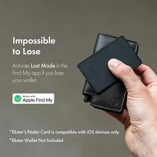 Ekster Finder Card Wallet Finder | Rechargeable Bluetooth-Enabled GPS Wallet Tracker Card | Long Lasting Battery Wallet Card Tracker Works with Apple® Find My & Siri | Card Tracker for Wallet