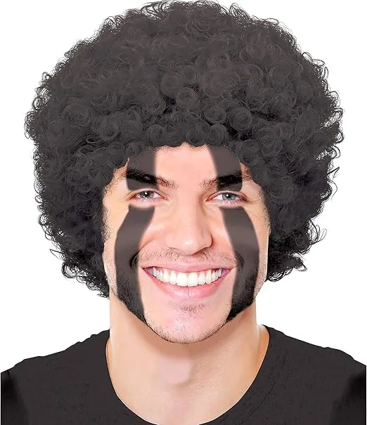 Vibrant Black Curly Party Wig Costume - 1 Count - Premium Synthetic Fiber & Non-Itchy - Perfect For Halloween, Cosplay, & Festivals - One Size Fits All