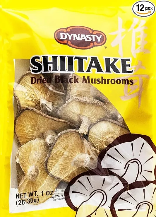 Dynasty Shiitake Dried Black Whole Mushrooms, 1 Ounce (Pack of 12)