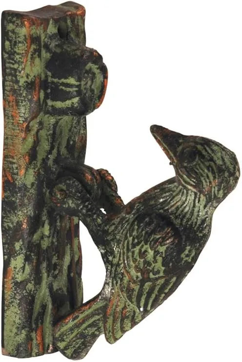 Esschert Design Door Knocker - Woodpecker Green Patina