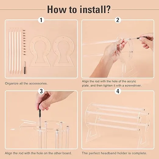 Headband Holder, Clear Headband Organizer, Acrylic Hair Hoop Display Stand, Hairband Rack Holder, Headband Storage Holder for Women and Girls