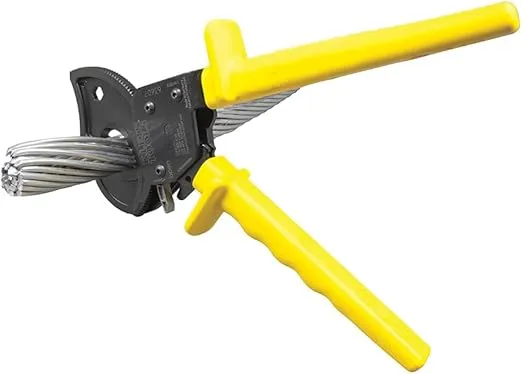 Klein Tools 63607 Cable Cutters, Ratcheting Wire Cable Cutter Tool Cuts Copper, Aluminum, and ACSR