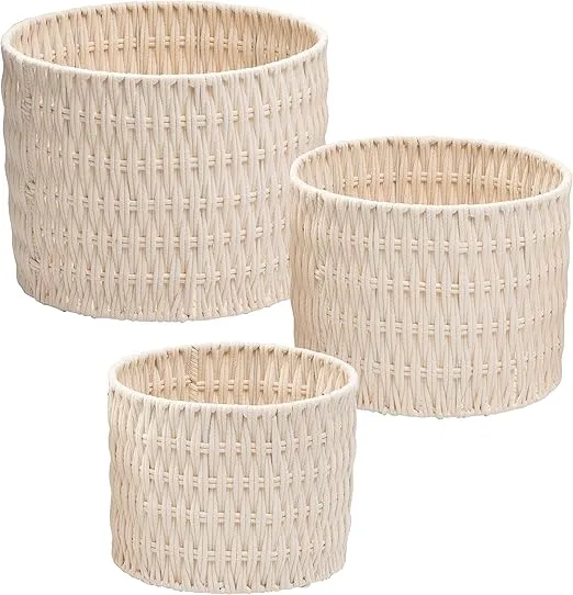 Honey-Can-Do 3pc Cozy Weave Basket, White STO-08747 White