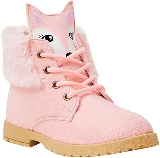 FabKids Girls Fashion Ankle Boots Cute Combat Boots Lace Up Non-Slip Short Boots for Toddler Little Kid Big Kid