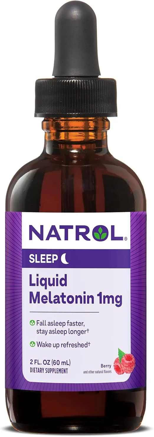 Natrol Sleep Liquid Melatonin 1mg, Liquid Sleep Aid for Adults, Berry-Flavored Nighttime Sleep Aid, 2 Fl Oz, 15 Servings
