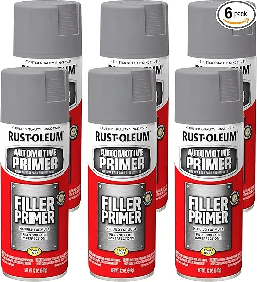 6-Pack of 11 oz Rust-Oleum Brands 249279 Gray Automotive Filler Primer Spray